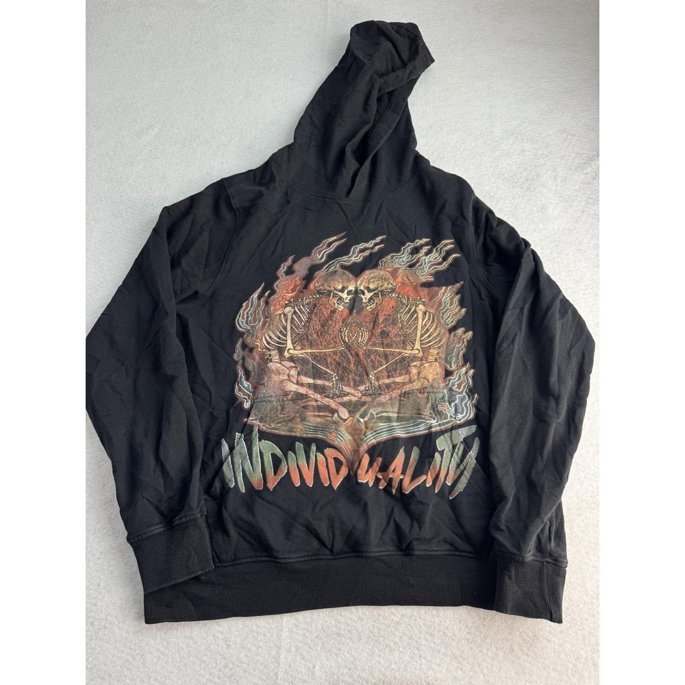 Cult Of Individuality‎ Hoodie Mens Small Black Skeleton Peace Pullover Graphic